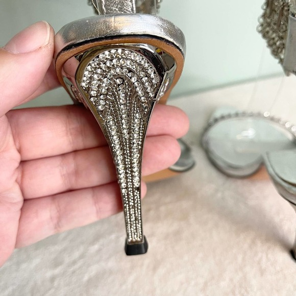 Unze Silver Gemstone Ankle Wrap Stiletto Size 5 - Picture 5 of 12